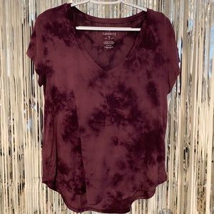 Tie dye wine colored top